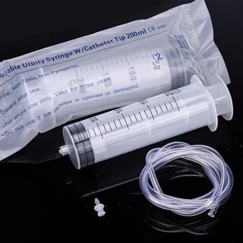 DEPEPE 200ml Large Plastic Syringe with 47in Tubing & Luer Connections (2-Pack, Transparent) thumbnail 6