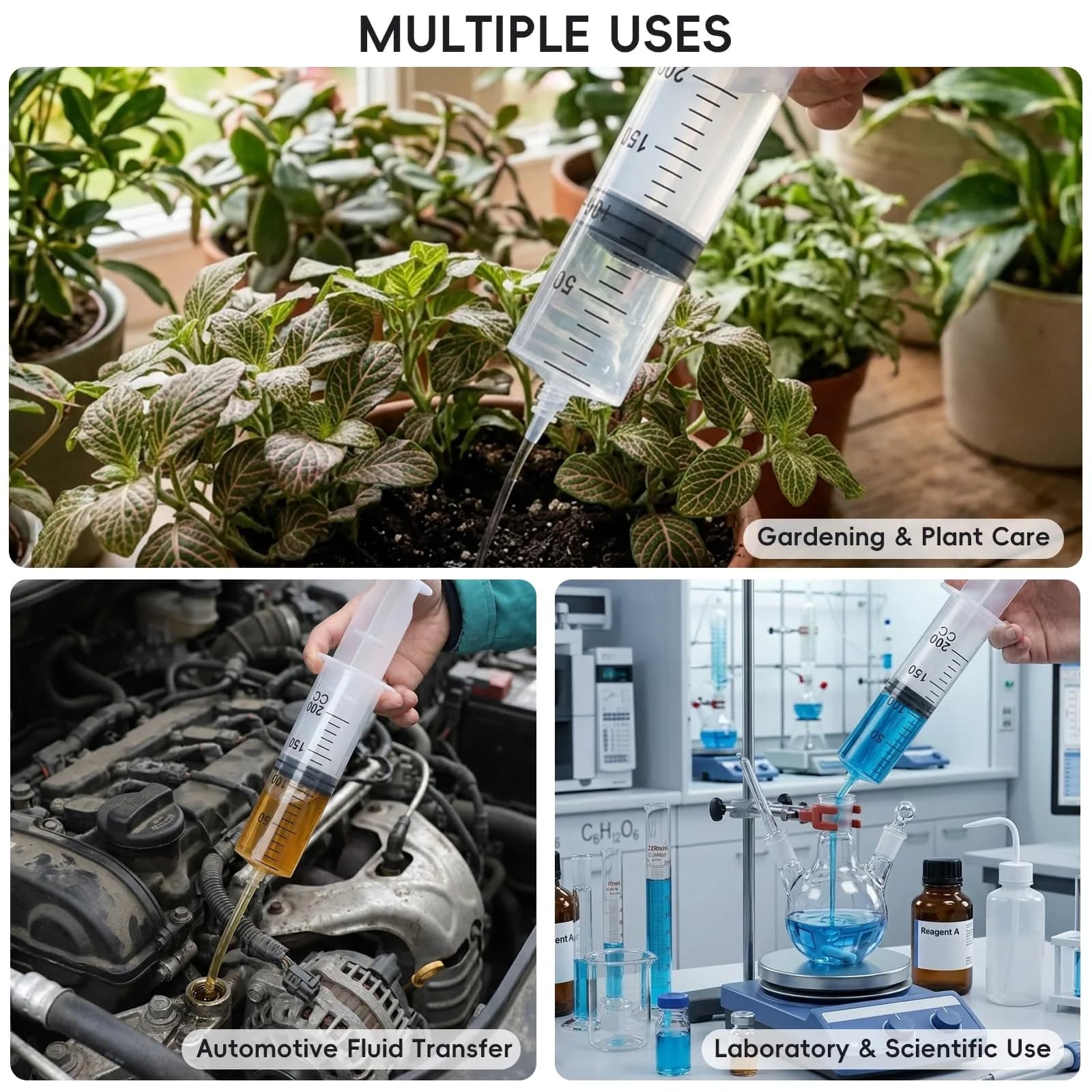 DEPEPE 200ml Large Plastic Syringe with 47in Tubing & Luer Connections (2-Pack, Transparent) - view 7