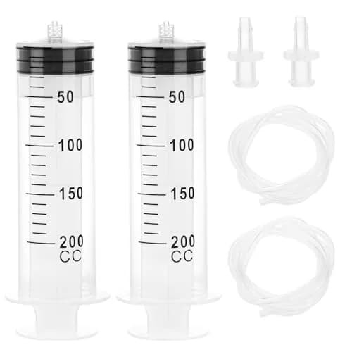 DEPEPE 200ml Large Plastic Syringe with 47in Tubing & Luer Connections (2-Pack, Transparent) thumbnail 1