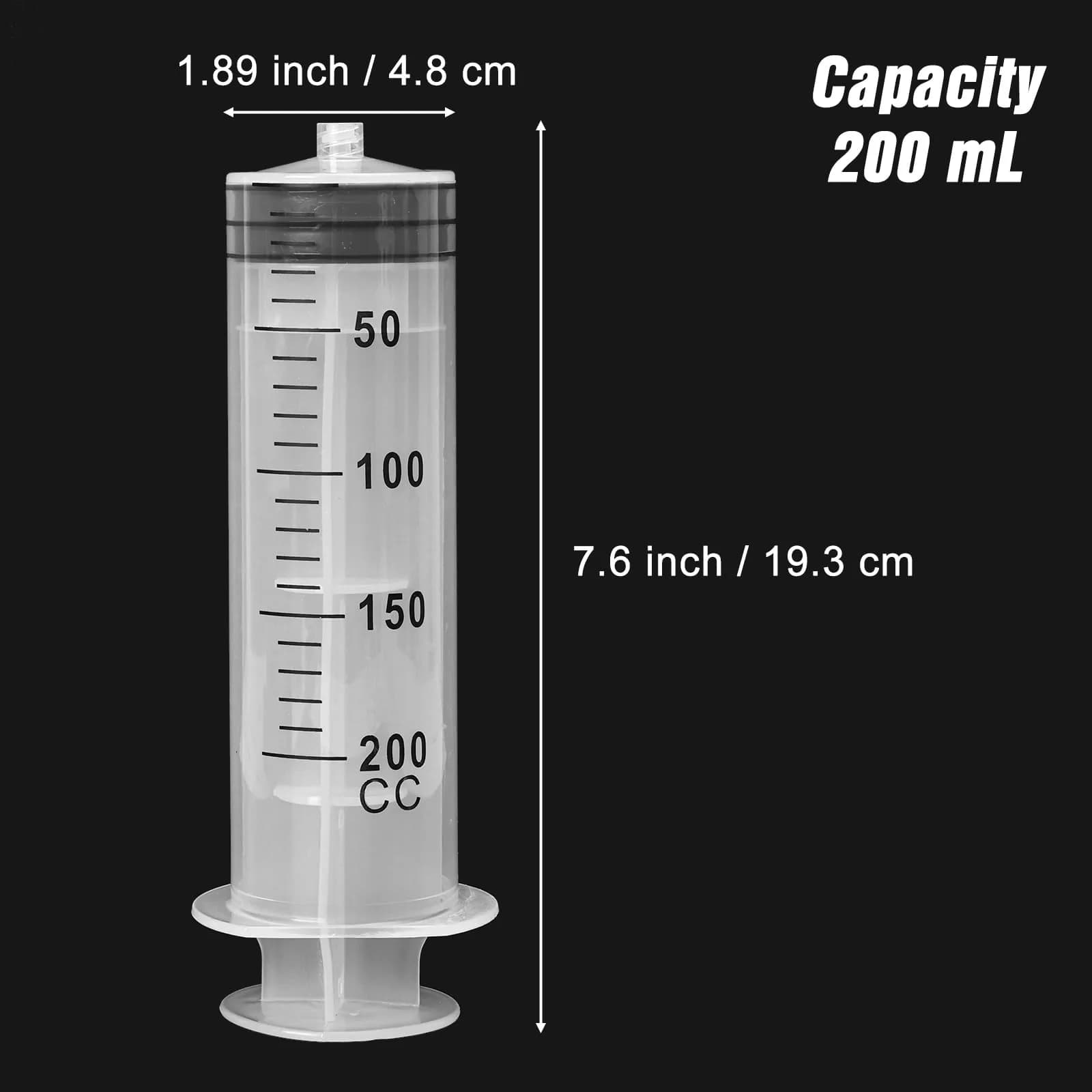 DEPEPE 200ml Large Plastic Syringe with 47in Tubing & Luer Connections (2-Pack, Transparent) - view 2