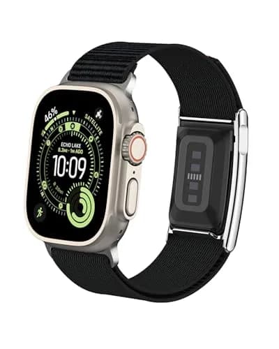 MAKCPOIMER Nylon Sport Band Combo for Whoop 5.0 & Apple Watch 49/45/44/42mm | Adjustable Black Fitness Wristband thumbnail 1