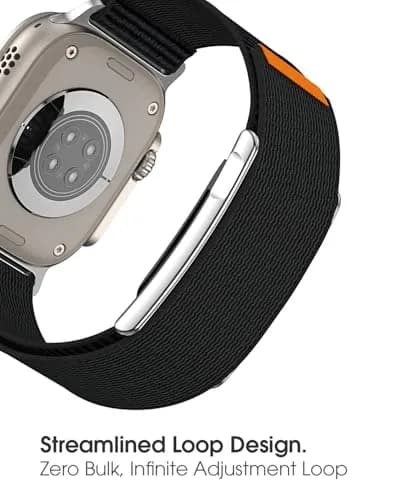 MAKCPOIMER Nylon Sport Band Combo for Whoop 5.0 & Apple Watch 49/45/44/42mm | Adjustable Black Fitness Wristband thumbnail 3
