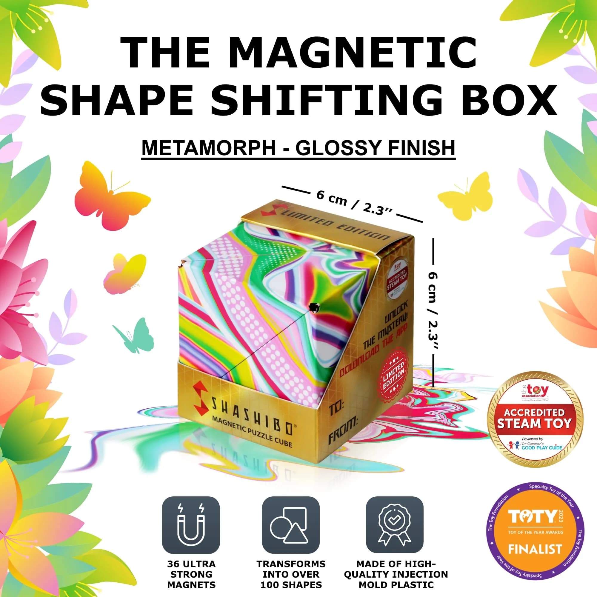 Shashibo Shape Shifting Cube Sensory Fidget Toy for Adults & Kids, Dodeca Metamorph | 100+ Shapes - view 2