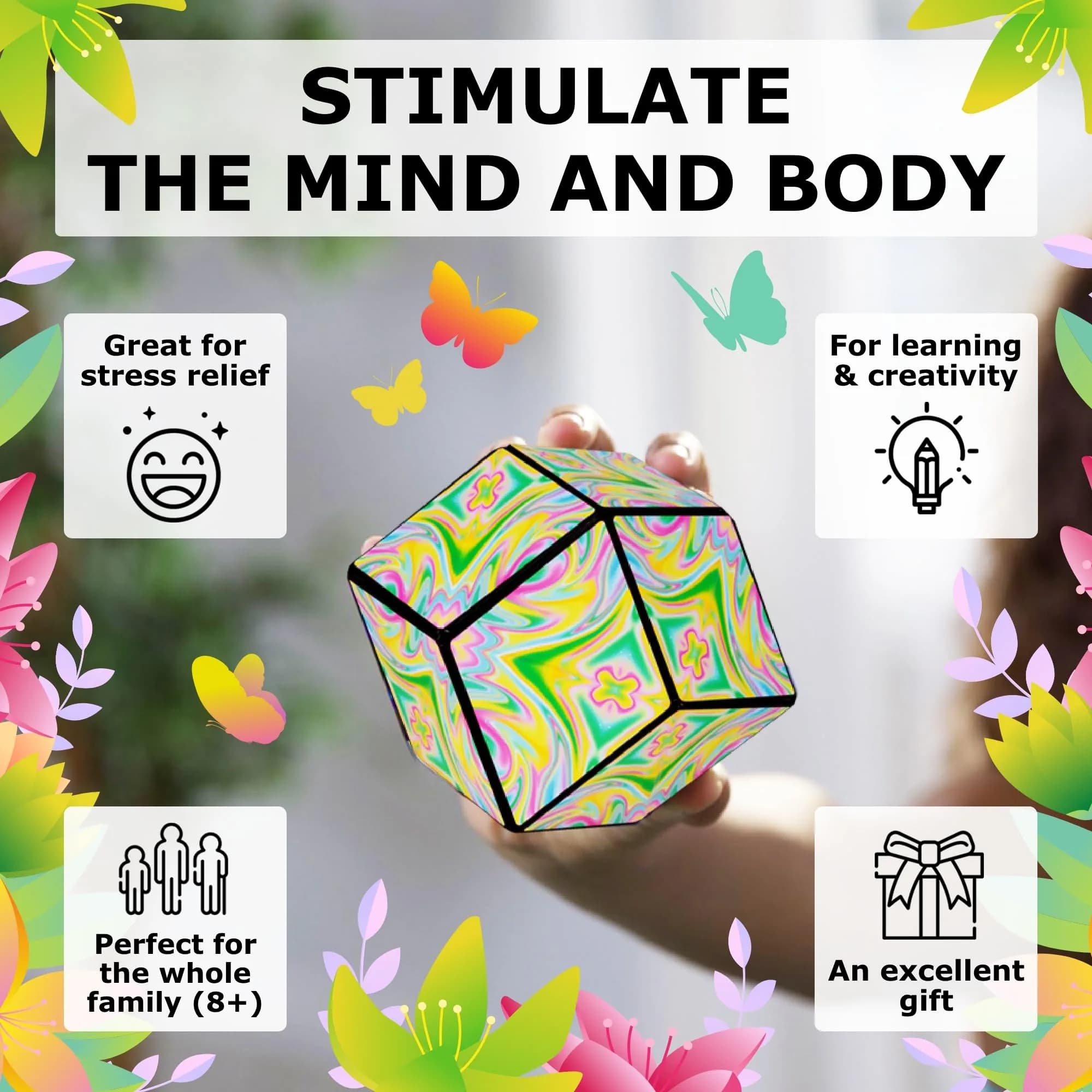 Shashibo Shape Shifting Cube Sensory Fidget Toy for Adults & Kids, Dodeca Metamorph | 100+ Shapes - view 3