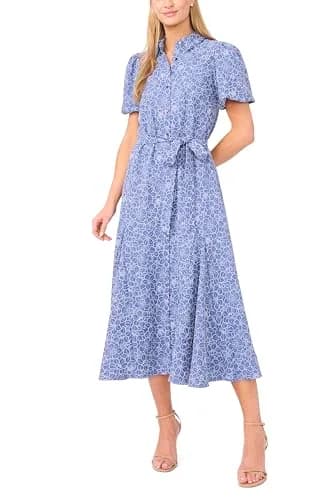 CeCe Short Sleeve Chambray Button Front Dress | Lightweight, Casual Summer Style (70-120 chars) thumbnail 1