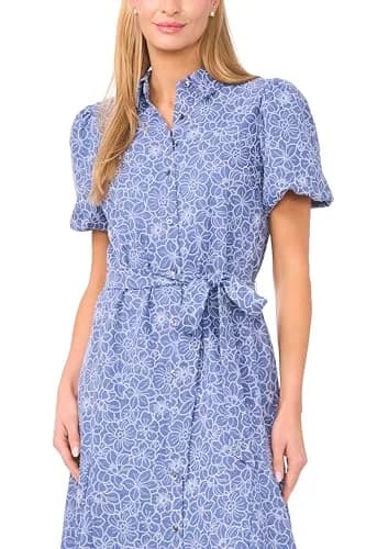 CeCe Short Sleeve Chambray Button Front Dress | Lightweight, Casual Summer Style (70-120 chars) thumbnail 2