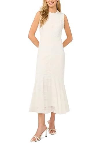 CeCe Sleeveless Ruffled Yoke Textured Knit Midi Dress | Elegant Summer Occasion Wear thumbnail 1