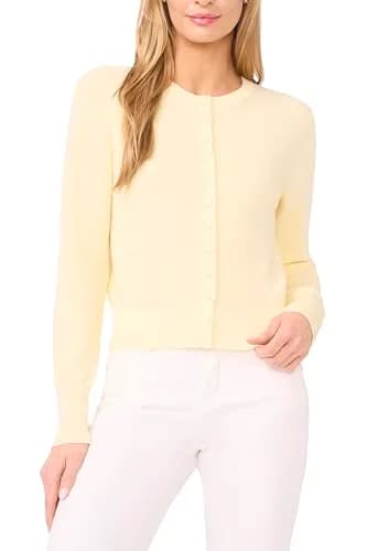 CeCe Long Sleeve Crew Neck Cardigan | Soft Viscose Nylon Blend, Versatile Layering (0.26 kg) thumbnail 1