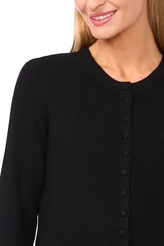 CeCe Long Sleeve Crew Neck Cardigan Rich Black | Soft Rayon & Nylon Blend, Regular Fit (70-120 chars) thumbnail 2