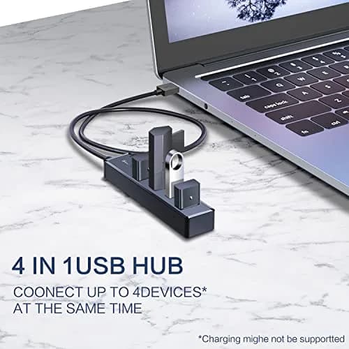 SmartQ H302S USB 3.0 Hub 4-Port | 2ft Long Cable, High-Speed Data Transfer, Compatible with Laptop, PC, Mac (Pack of 2) thumbnail 2