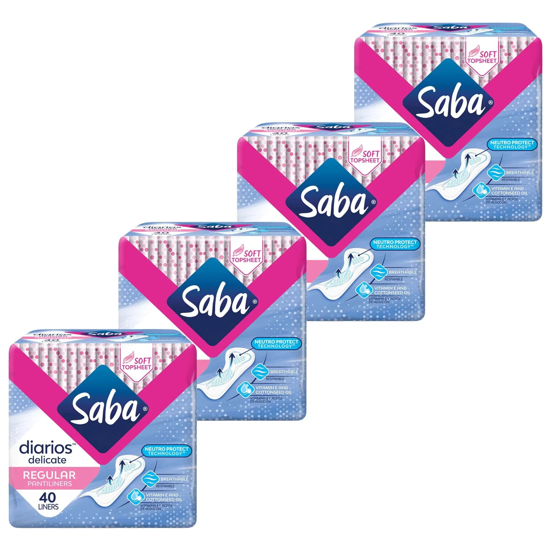 Saba Regular Delicate Panty Liners 160 Count | Ultra-Thin Breathable Daily Feminine Hygiene