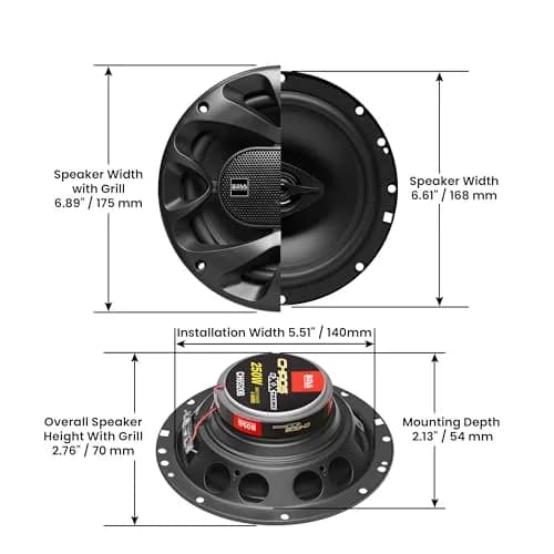 BOSS Audio Systems CH6520B 6.5 Inch Car Door Speakers | 250 Watts Max, 4 Ohms, Pair, Coaxial, Full Range, Black thumbnail 5