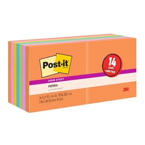 Post-it Super Sticky Notes, Energy Boost Collection, 1260 Sheets | 2X Sticking Power thumbnail 1