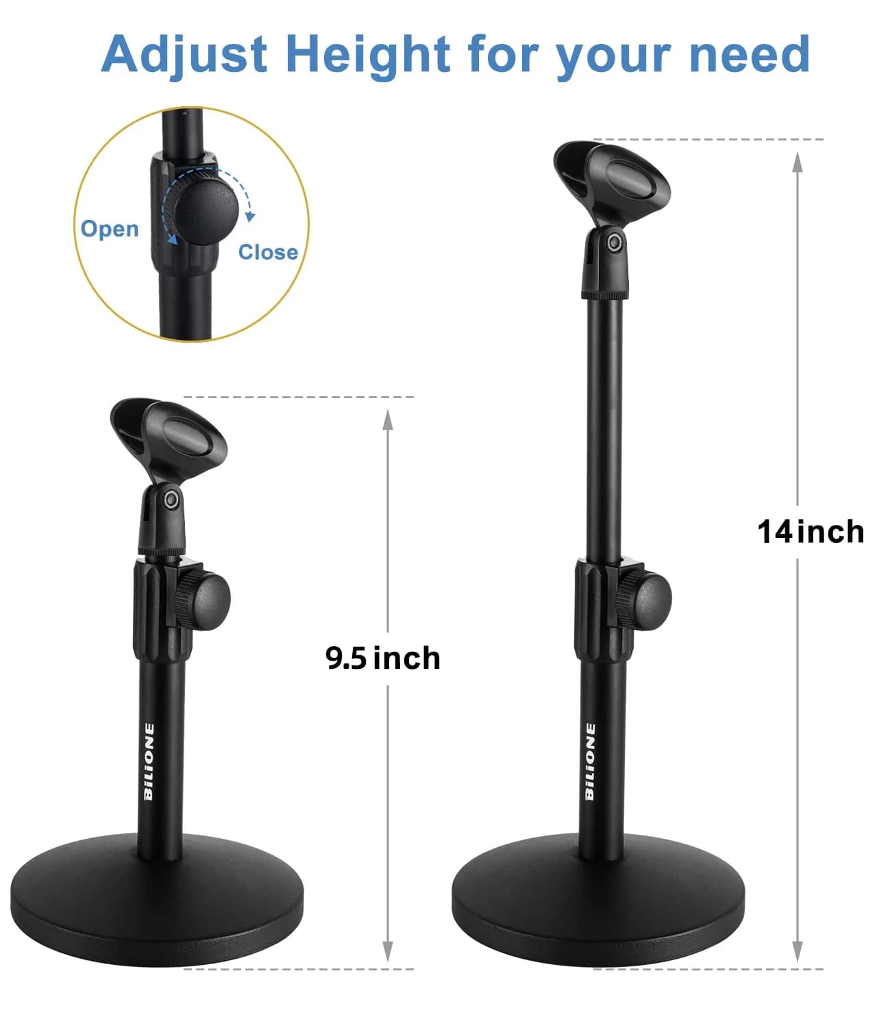 BILIONE Multifunctional Desktop Microphone Stand 2-Pack | Professional Recording Studio Equipment with Pop Filter & Shock Mount - view 5