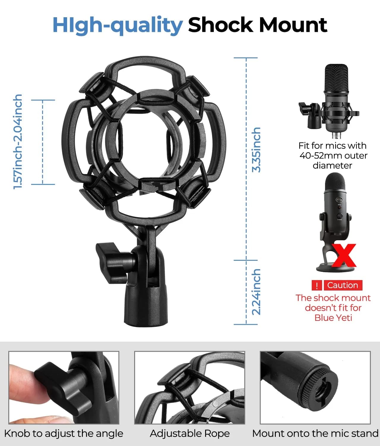 BILIONE Multifunctional Desktop Microphone Stand 2-Pack | Professional Recording Studio Equipment with Pop Filter & Shock Mount - view 3