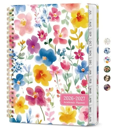 Taja Academic Planner 2026-2027, Jul 2026-Jun 2027 Monthly & Weekly Calendar Planner 28.5 cm (11 inches) | Acid-Free Paper Planner — B-Bloom Floral