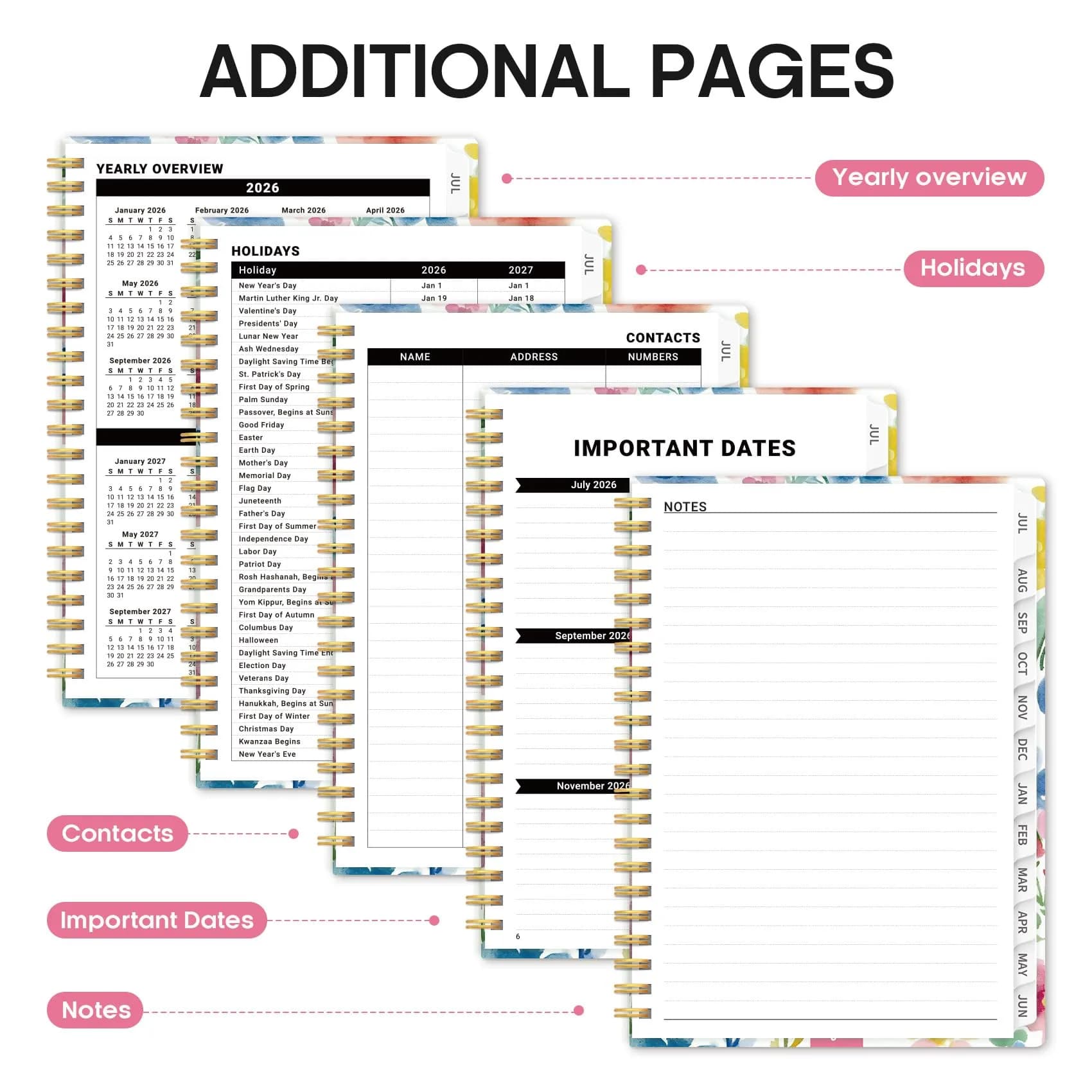 Taja Academic Planner 2026-2027, Jul 2026-Jun 2027 Monthly & Weekly Calendar Planner 28.5 cm (11 inches) | Acid-Free Paper Planner - view 5