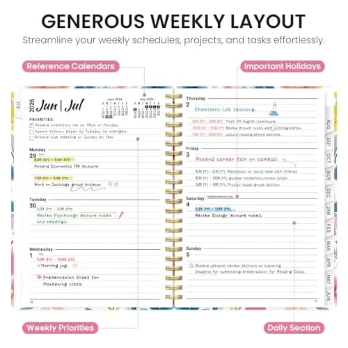 Taja Academic Planner 2026-2027, Jul 2026-Jun 2027 Monthly & Weekly Calendar Planner 28.5 cm (11 inches) | Acid-Free Paper Planner thumbnail 3