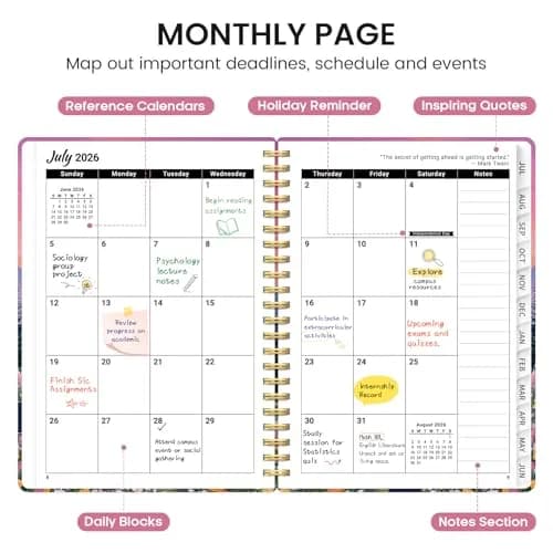Taja Academic Planner 2026-2027, Jul 2026-Jun 2027 Monthly & Weekly Planner, 16.2cm x 21.8cm (6.3" x 8.5") | 12-Month Organizer for Students & Professionals thumbnail 2