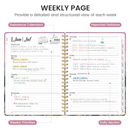 Taja Academic Planner 2026-2027, Jul 2026-Jun 2027 Monthly & Weekly Planner, 16.2cm x 21.8cm (6.3" x 8.5") | 12-Month Organizer for Students & Professionals thumbnail 3