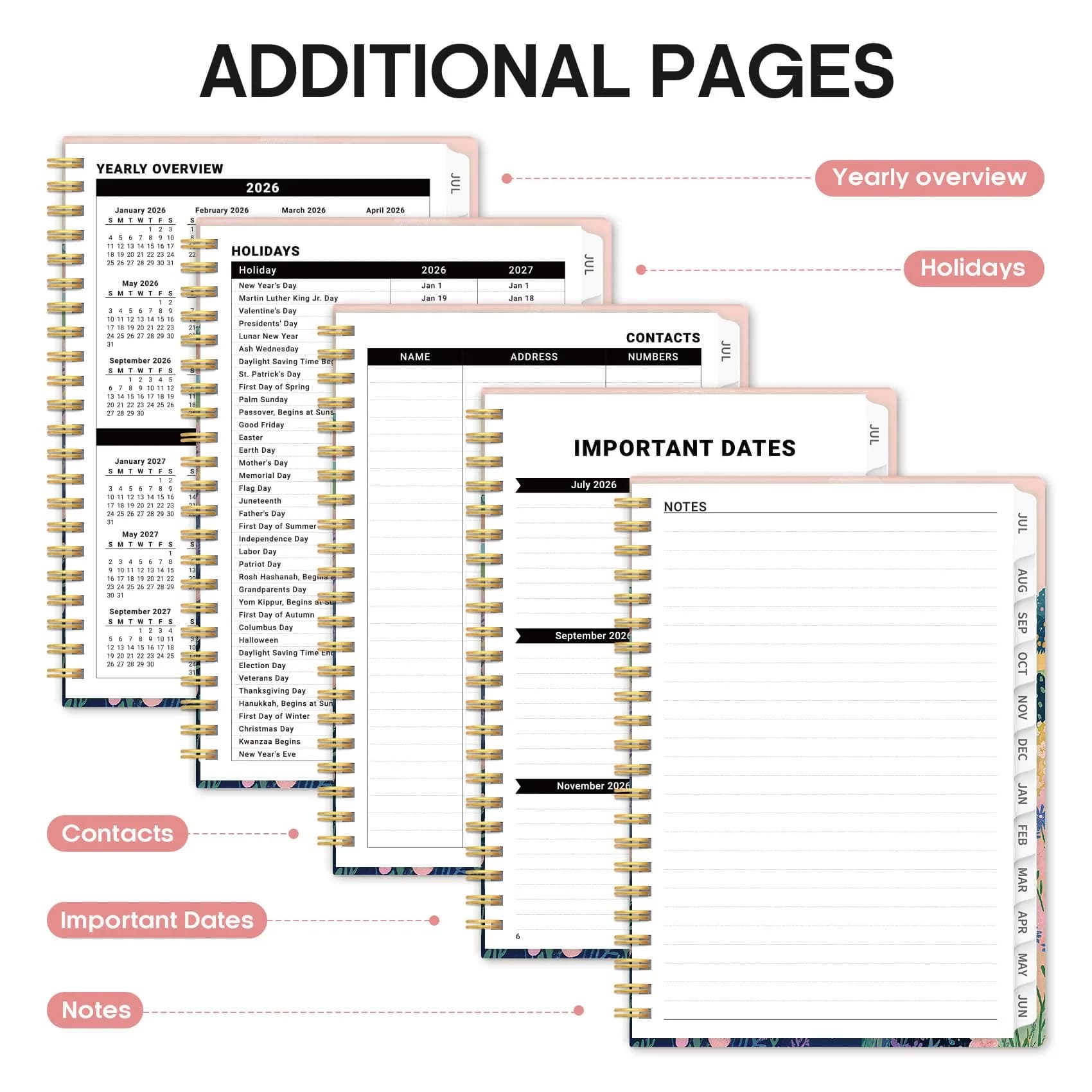 Taja Academic Planner 2026-2027, Jul 2026-Jun 2027 Monthly & Weekly Calendar Planner (A5 Size, 6.3"x8.5") | Acid-Free Paper Planner - view 5