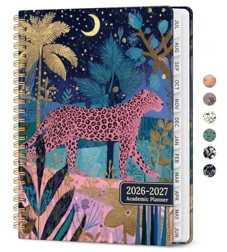 Taja Academic Planner 2026-2027, Jul 2026-Jun 2027 Monthly & Weekly Planner Calendar, 6.3"x8.5" (A5) | Structured Planning for Students & Professionals — Midnight Jungle