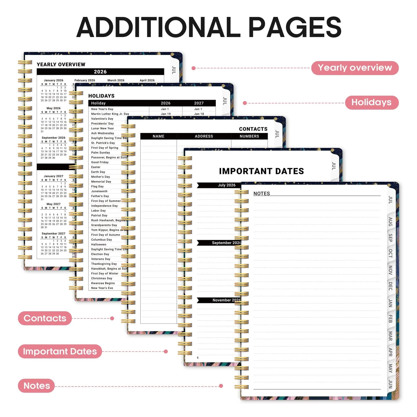 Taja Academic Planner 2026-2027, Jul 2026-Jun 2027 Monthly & Weekly Planner Calendar, 6.3"x8.5" (A5) | Structured Planning for Students & Professionals - view 5