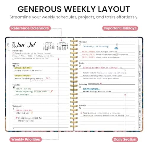 Taja Academic Planner 2026-2027, Jul 2026-Jun 2027 Monthly & Weekly Planner Calendar, 6.3"x8.5" (A5) | Structured Planning for Students & Professionals thumbnail 3