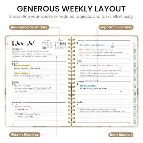 Taja Planner 2026-2027 Jul 2026-Jun 2027 Monthly & Weekly Calendar Planner 21.6 cm (8.5 in) x 15.9 cm (6.3 in) | Academic Year Planning with Tabs thumbnail 3