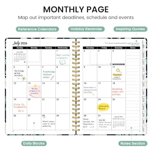 Taja Academic Planner 2026-2027, 6.3" x 8.5" (16.0 x 21.6 cm) | Monthly & Weekly Organizer for Students & Professionals thumbnail 2