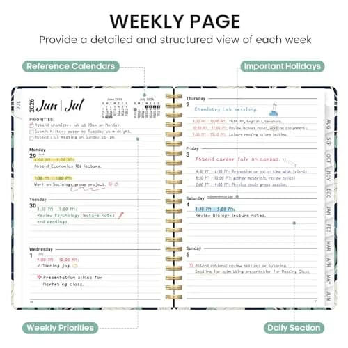 Taja Academic Planner 2026-2027, 6.3" x 8.5" (16.0 x 21.6 cm) | Monthly & Weekly Organizer for Students & Professionals thumbnail 3