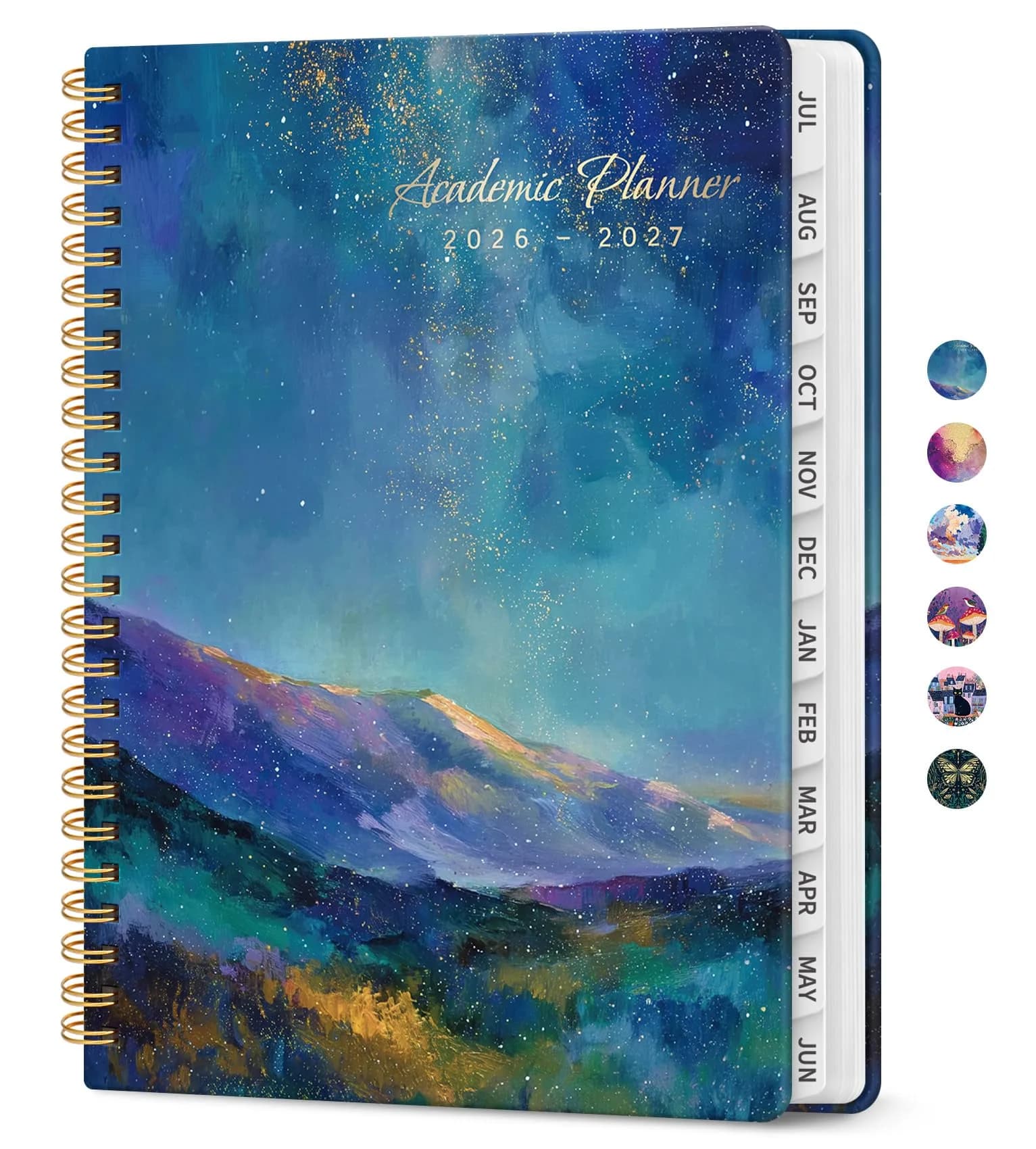 Taja Academic Planner 2026-2027, Jul 2026-Jun 2027 Monthly & Weekly Planner 16 cm (6.3") x 21.5 cm (8.5") | A5 Size, Hardcover, Spiral Bound — A-Starlit Peaks