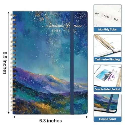 Taja Academic Planner 2026-2027, Jul 2026-Jun 2027 Monthly & Weekly Planner 16 cm (6.3") x 21.5 cm (8.5") | A5 Size, Hardcover, Spiral Bound thumbnail 4