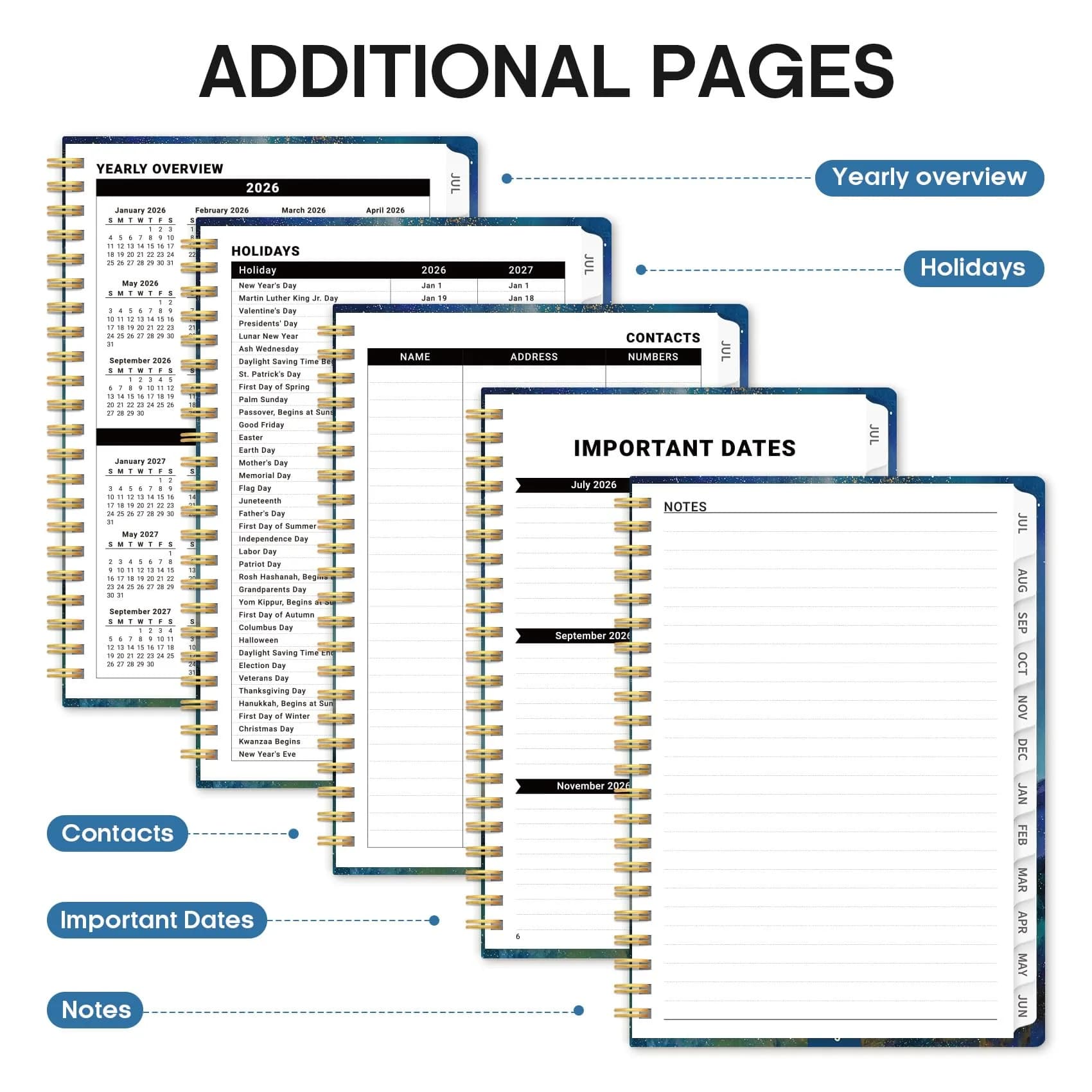 Taja Academic Planner 2026-2027, Jul 2026-Jun 2027 Monthly & Weekly Planner, 8.5x11 Inches | Year-Long Organization for Students & Professionals - view 5