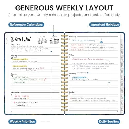 Taja Academic Planner 2026-2027, Jul 2026-Jun 2027 Monthly & Weekly Planner, 8.5x11 Inches | Year-Long Organization for Students & Professionals thumbnail 3