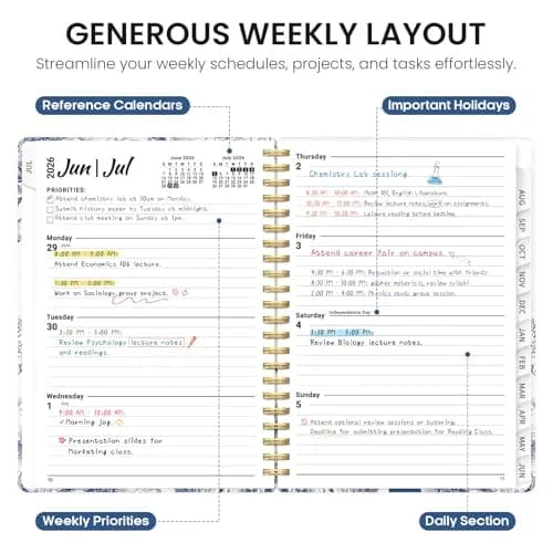 Taja Academic Planner 2026-2027, Monthly & Weekly Jul 2026-Jun 2027 Planner, 28.4cm (11") x 22.5cm (8.5") | Smooth Ink Flow Acid-Free Paper thumbnail 3