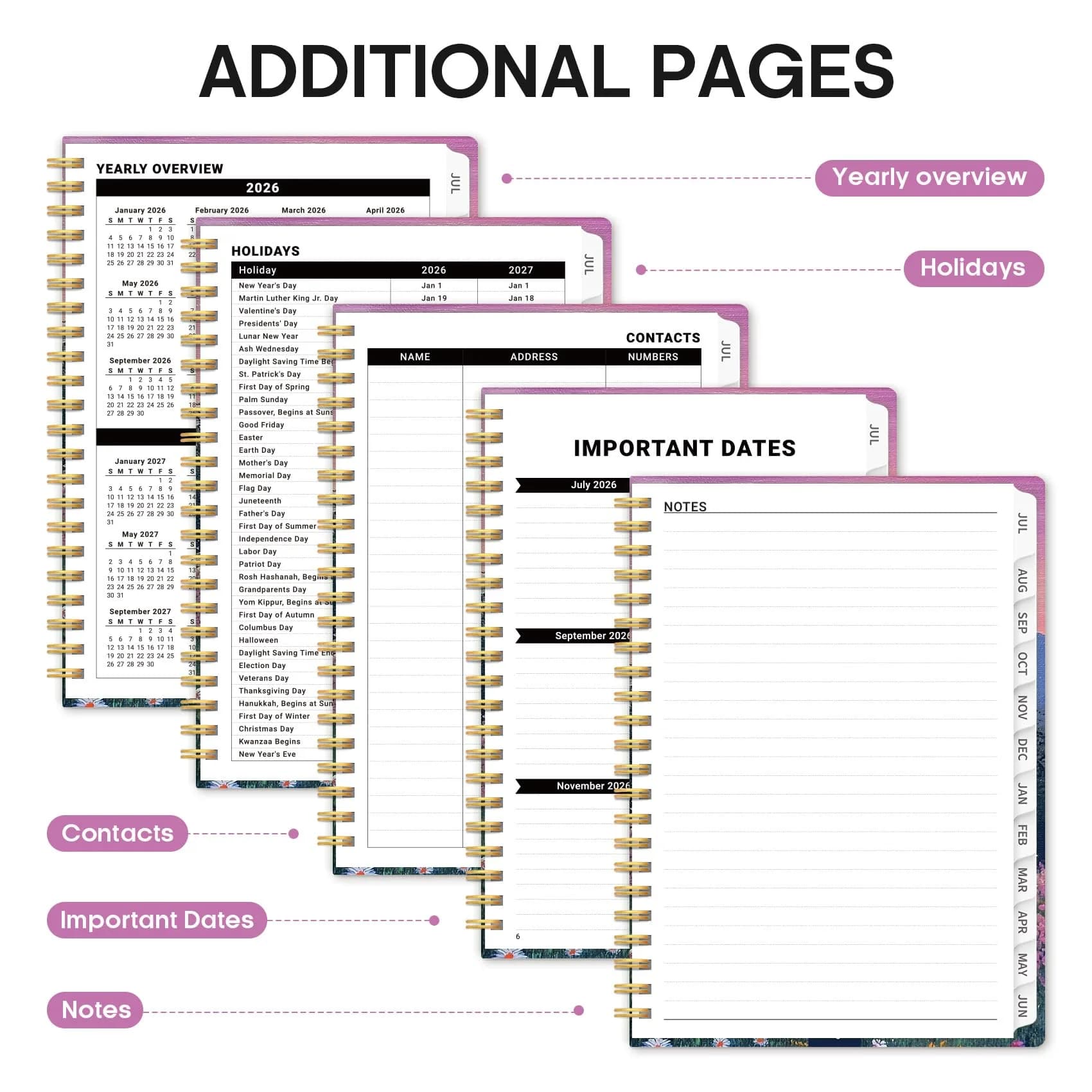 Taja 2026-2027 Academic Planner Monthly Weekly Spiral Hardcover 146 Pages | Organized Planning for Students and Professionals - view 5