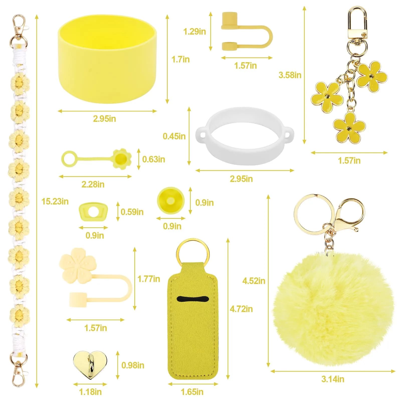 3tyto 13 Pcs Stanley Cup Accessories Set in Pomelo | Bohemian Woven Handle Strap & Silicone Boot - view 3