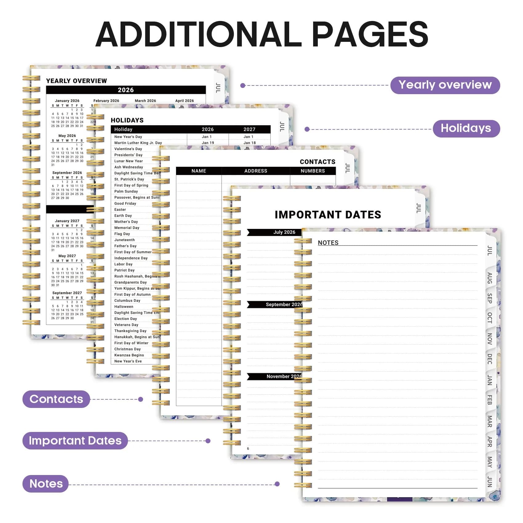 Taja Academic Planner 2026-2027, Monthly & Weekly, 6.3"x8.5" (A5) | Smooth Ink Flow, Acid-Free Paper thumbnail 5