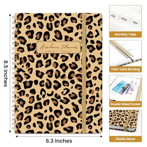 Taja Academic Planner 2026-2027, Monthly & Weekly Jul 2026-Jun 2027, 16.3cm x 21.7cm (6.3"x8.5") Hardcover Spiral Planner with Tabs | Organized for Students & Professionals thumbnail 4
