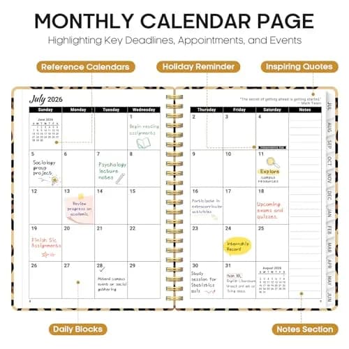 Taja Academic Planner 2026-2027, Monthly & Weekly Jul 2026-Jun 2027, 16.3cm x 21.7cm (6.3"x8.5") Hardcover Spiral Planner with Tabs | Organized for Students & Professionals thumbnail 2