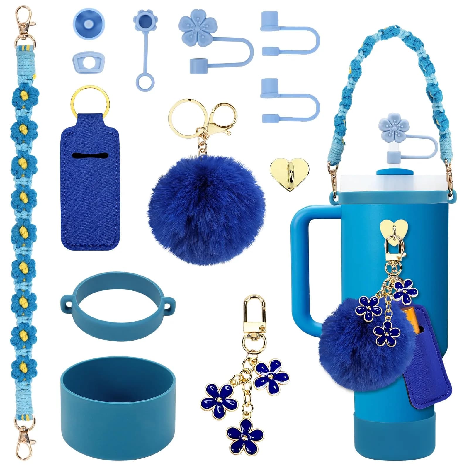 3tyto 13 Pcs Stanley Cup Accessories Set in Azure | Handle Strap & Silicone Boot for 30oz & 40oz Tumblers - main product image