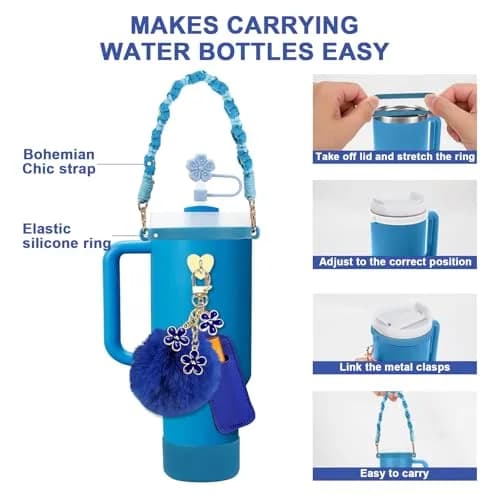 3tyto 13 Pcs Stanley Cup Accessories Set in Azure | Handle Strap & Silicone Boot for 30oz & 40oz Tumblers thumbnail 2