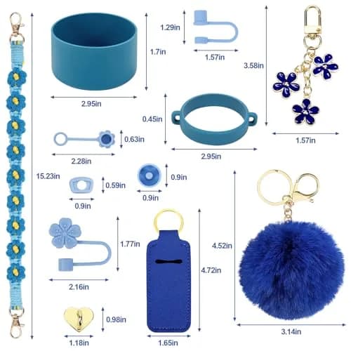 3tyto 13 Pcs Stanley Cup Accessories Set in Azure | Handle Strap & Silicone Boot for 30oz & 40oz Tumblers thumbnail 3