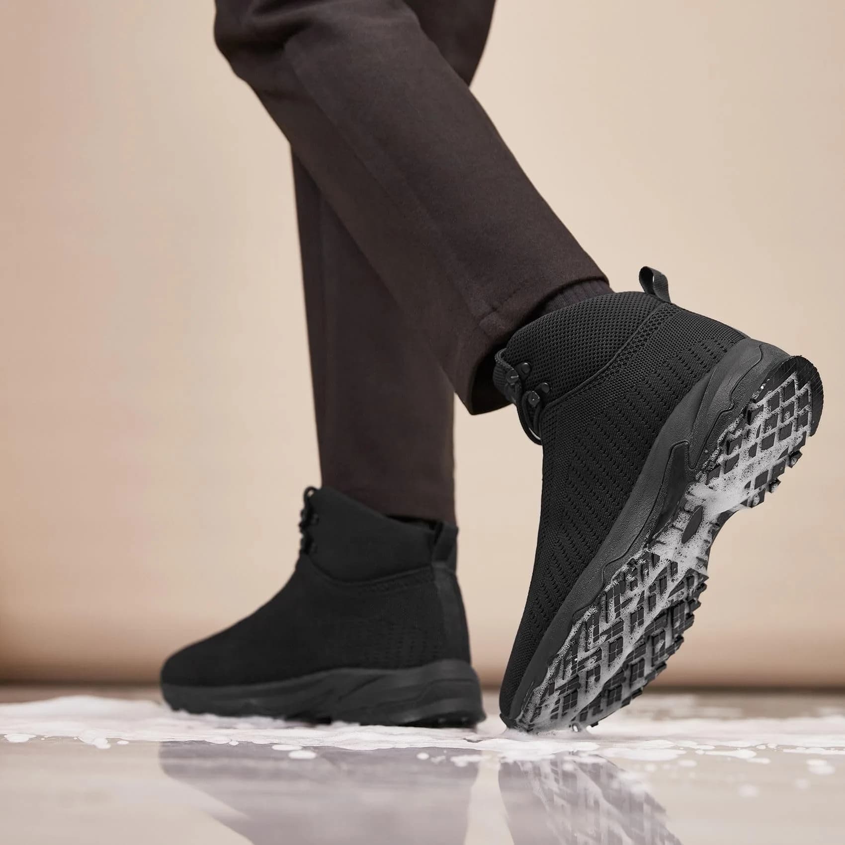 SHULOOK Black Non Slip Work Boots for Men — Size 7 Wide | Restaurant Kitchen Food Service Ankle High - view 2