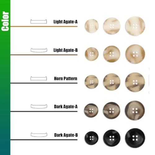 Renashed Faux Buffalo Horn Suit Coat Buttons 15mm, 20mm, 25mm (120-Piece Set) | Resin Buttons for Coats, Jackets, and Crafts thumbnail 4