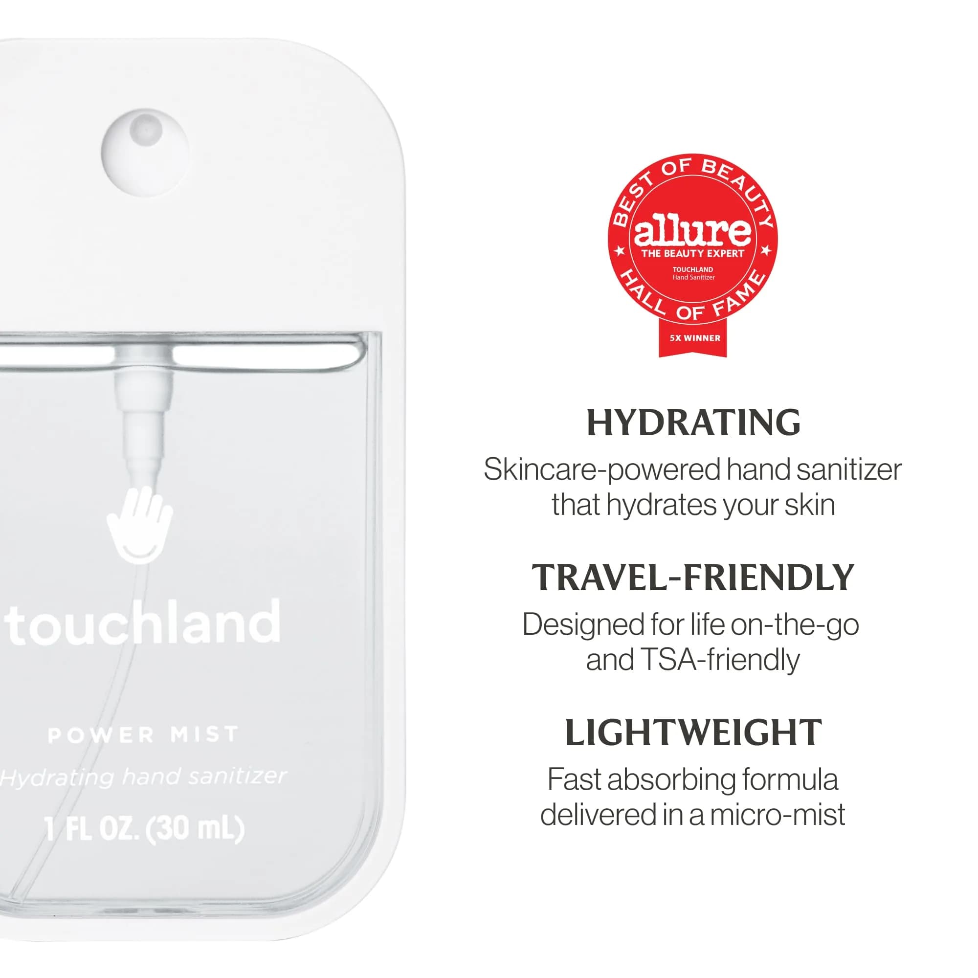 Touchland Hydrating Hand Sanitizer Spray | Dermatologist Tested & Fragrance-Free - view 2