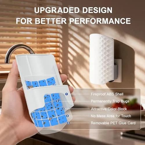 WowCatch Flying Insect Trap for Indoors, Plug-in Fly Trap Bug Catcher with Sticky Cards, 2 Devices + 10 Refills | Upgraded Blue UV Light thumbnail 2