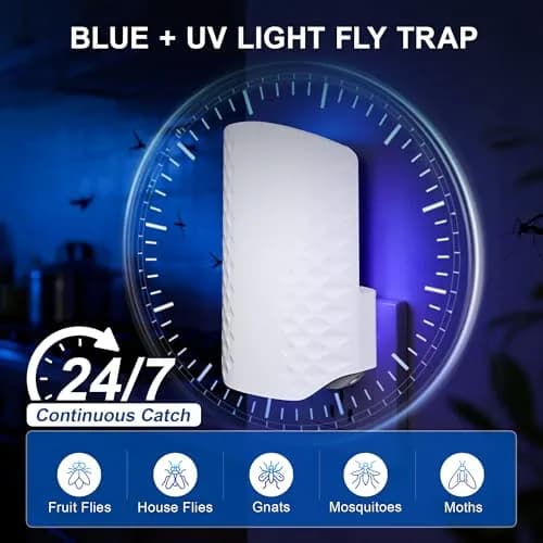 WowCatch Flying Insect Trap for Indoors, Plug-in Fly Trap Bug Catcher with Sticky Cards, 2 Devices + 10 Refills | Upgraded Blue UV Light thumbnail 3