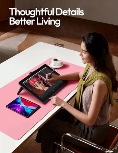 YSAGi Pink Leather Desk Pad Protector 140cm x 61cm (55" x 24") | Protects Desks, Doubles as Large Mouse Pad thumbnail 4